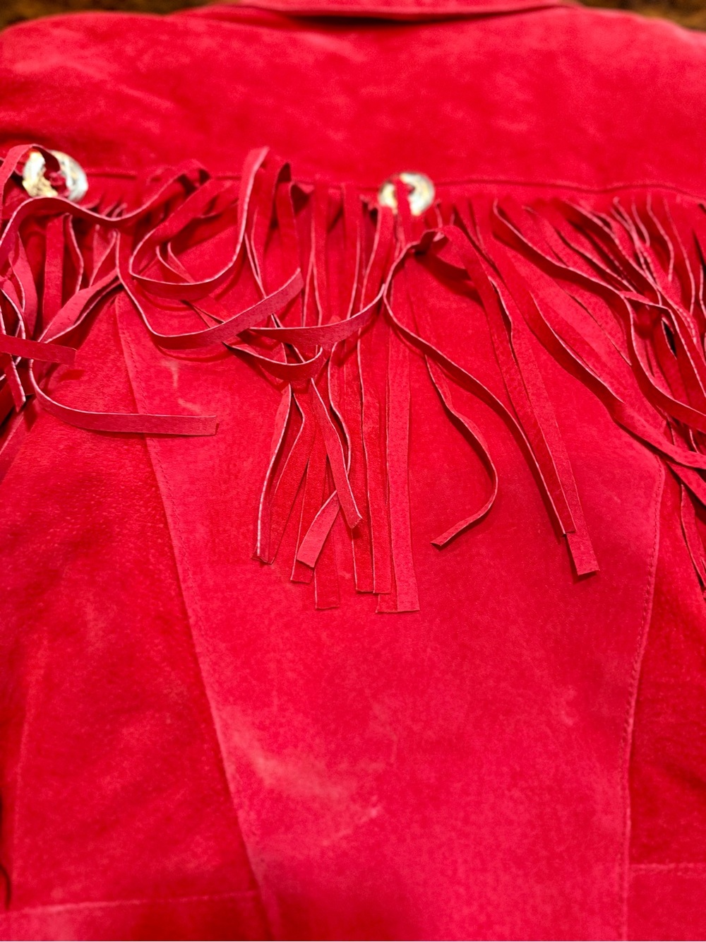 Rare Vintage Excellent Stylists NYC Fringe Red Suede Jacket Western  Boho-Size M - Picture 12 of 14